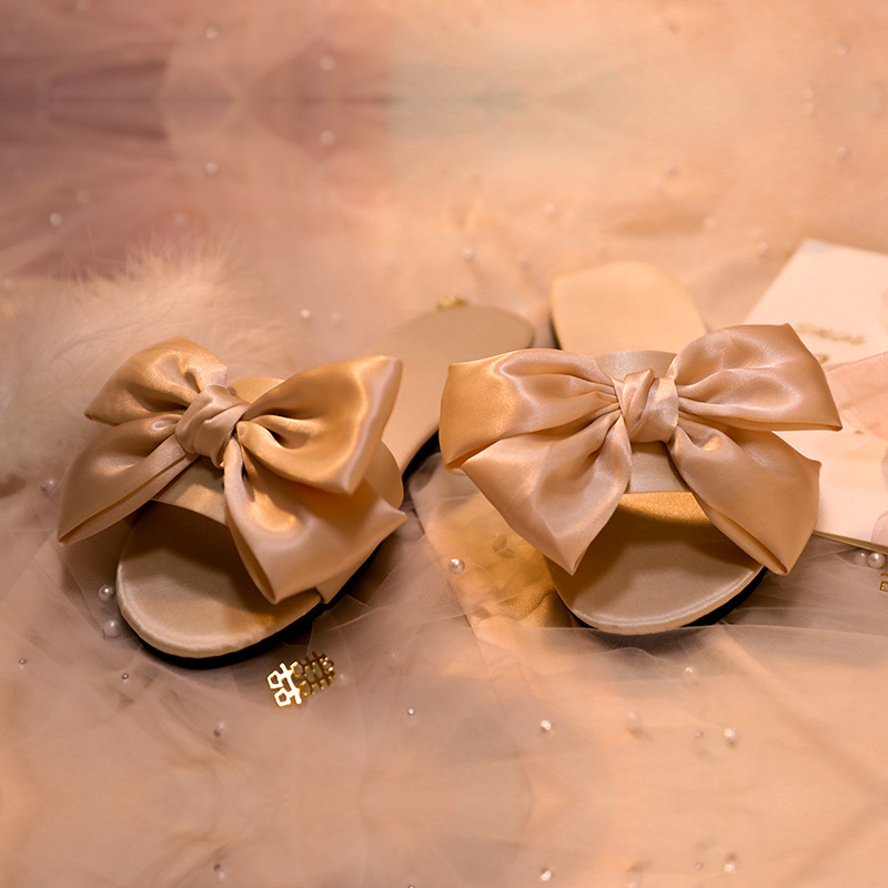 Bride Wedding Hand Gift Silk Joyful Red Bow Tie Shoes - Image 7