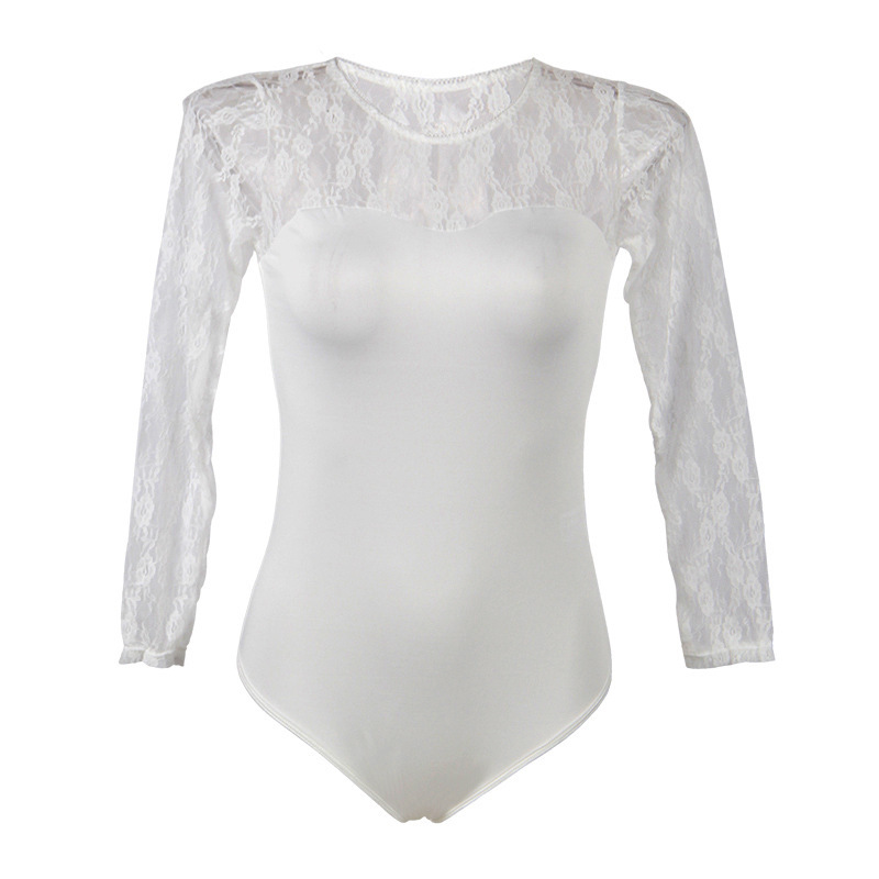 Plus Size Lingerie Long-sleeved Lace Jumpsuit Perspective - Image 3