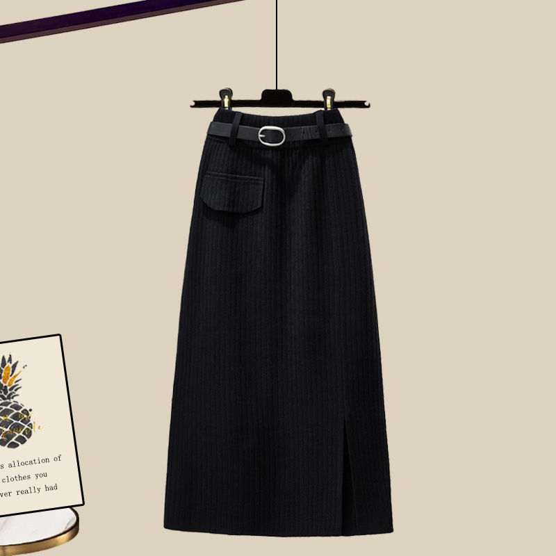 Plus Size Women's Suit Fashion Knit Sweater Slit - Image 2