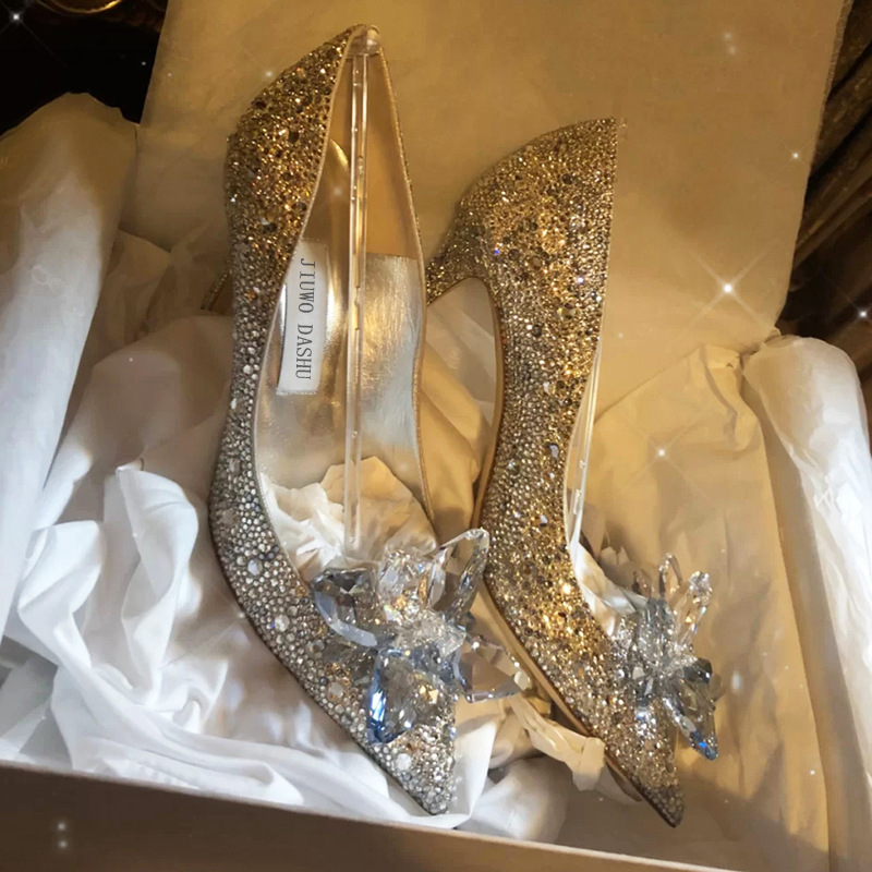 New Women's Wedding Dress French Crystal Shoes