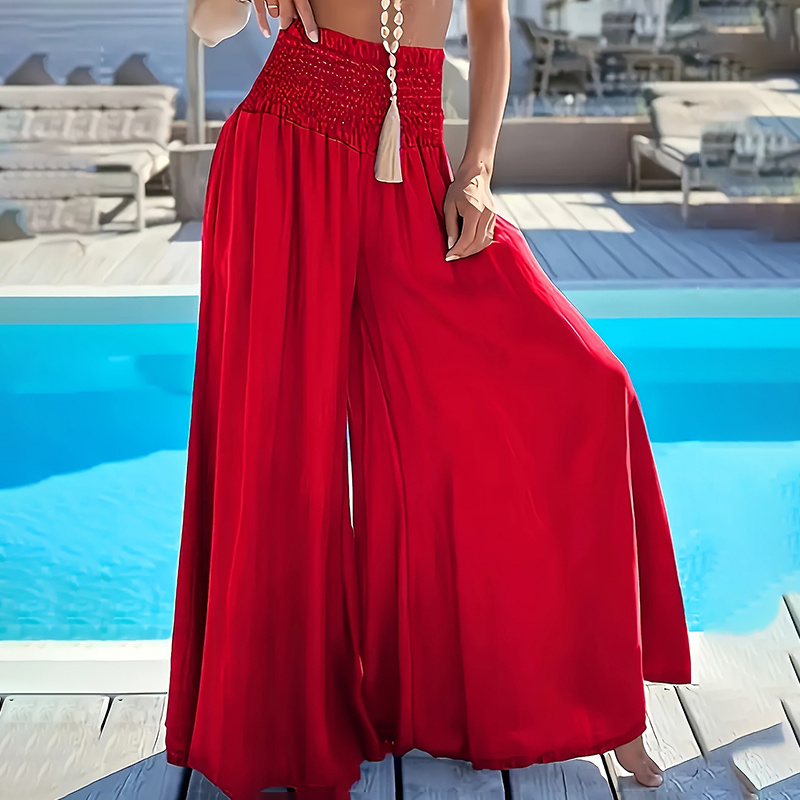 NaomiRuth Plus Size Palazzo Long Pants High Waist Wide Leg Stretchy Loose Fit Casual Trousers - Image 10