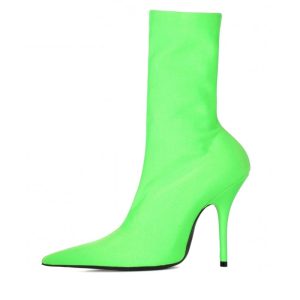 Womens Pointy Toe Elastic Boots, With Colorful , High Heels And Stiletto, Short Socks, New