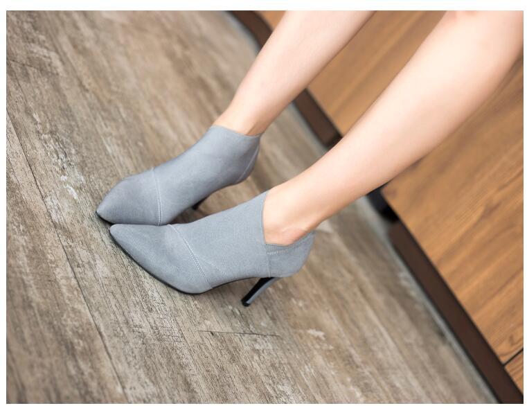 Women Shoes Slip-On Retro High Heel Ankle Boot Elegant Cusp England Casual Short Boots Female Pointed Toe Stiletto Shoes - Image 5