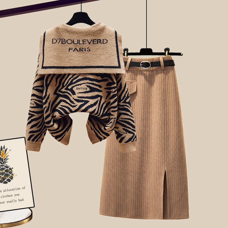 Plus Size Women's Suit Fashion Knit Sweater Slit - Image 6