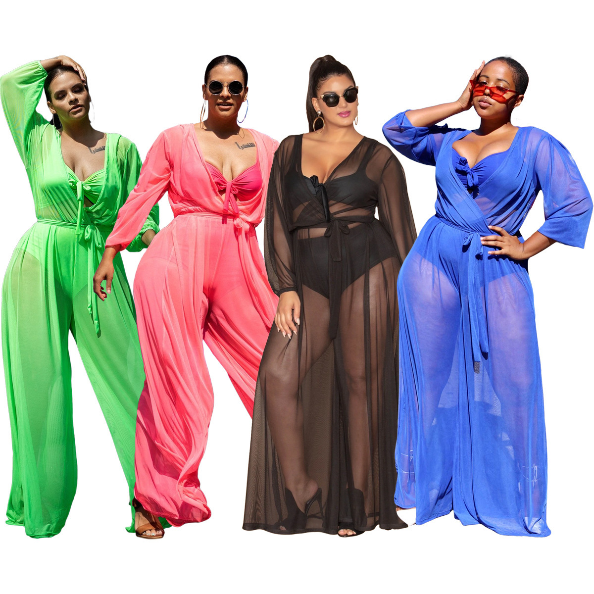 Women's Sheer Mesh Plus Size Women's Jumpsuit - Image 3