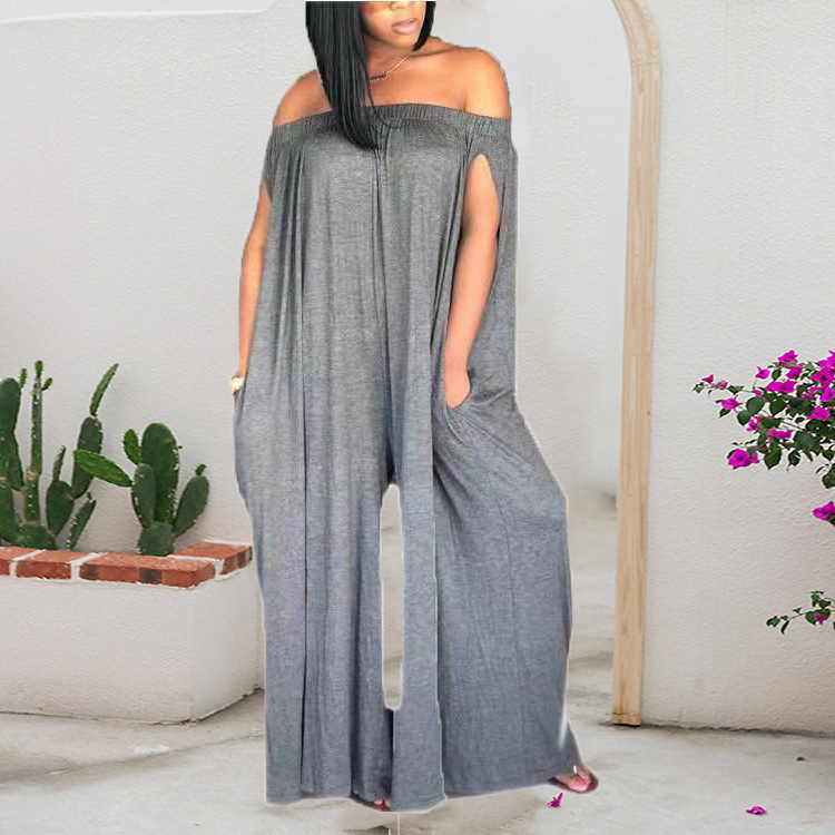 One-shoulder Tube Top Casual Loose Plus Size Sleeveless Jumpsuit - Image 4