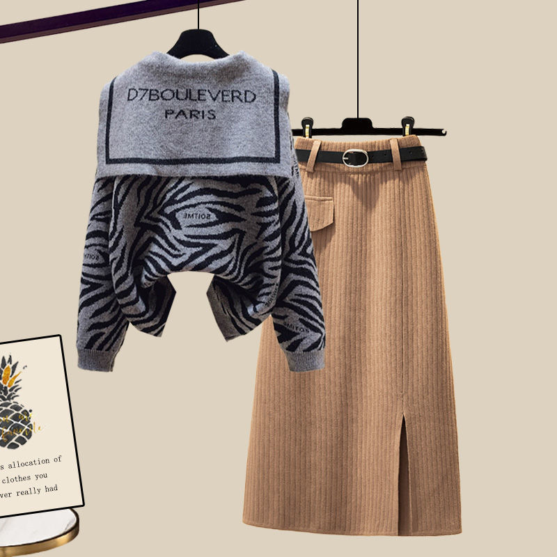 Plus Size Women's Suit Fashion Knit Sweater Slit - Image 7