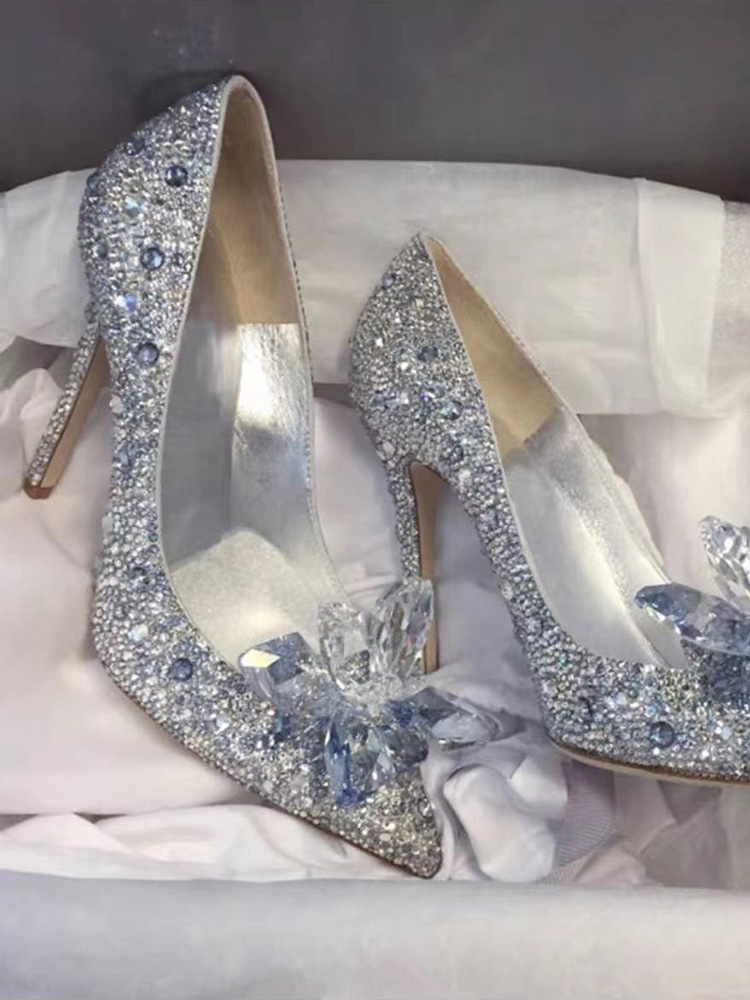 New Women's Wedding Dress French Crystal Shoes - Image 3
