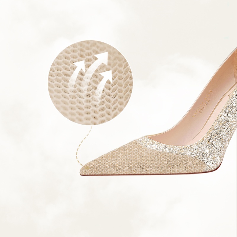 French Champagne Golden Wedding Shoes Women's New Autumn And Winter Not Tired Feet - Image 9