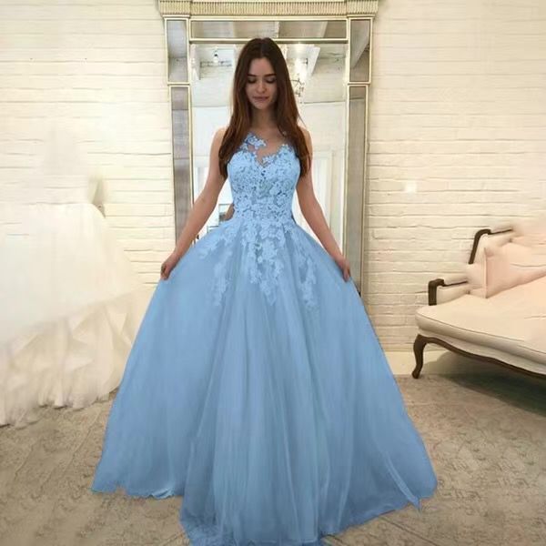Women Wedding Dress Sleevless Flowers Lace Dress - Image 3