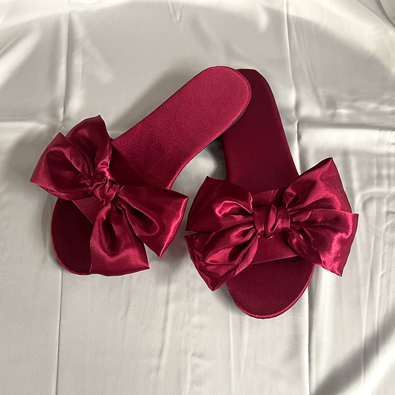 Bride Wedding Hand Gift Silk Joyful Red Bow Tie Shoes - Image 3