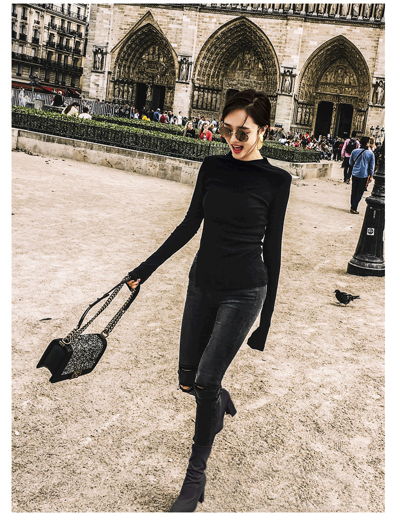 Wool stretch boots women thick heel sock boots ankle boots - Image 6