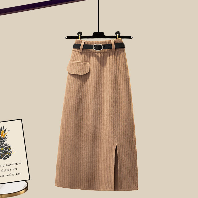 Plus Size Women's Suit Fashion Knit Sweater Slit - Image 4