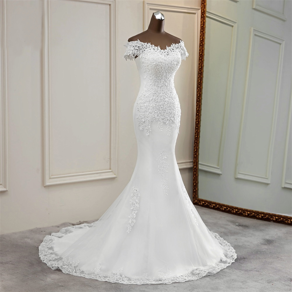 Tube Top Bridal Slim Wedding Dress Mermaid Lace Wedding Dress - Image 2