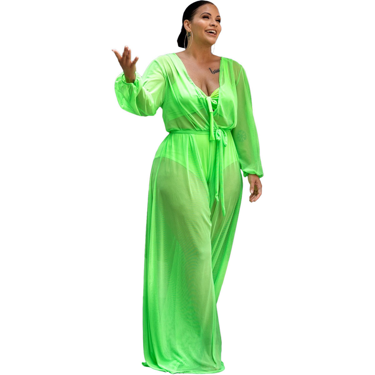 Women's Sheer Mesh Plus Size Women's Jumpsuit - Image 6