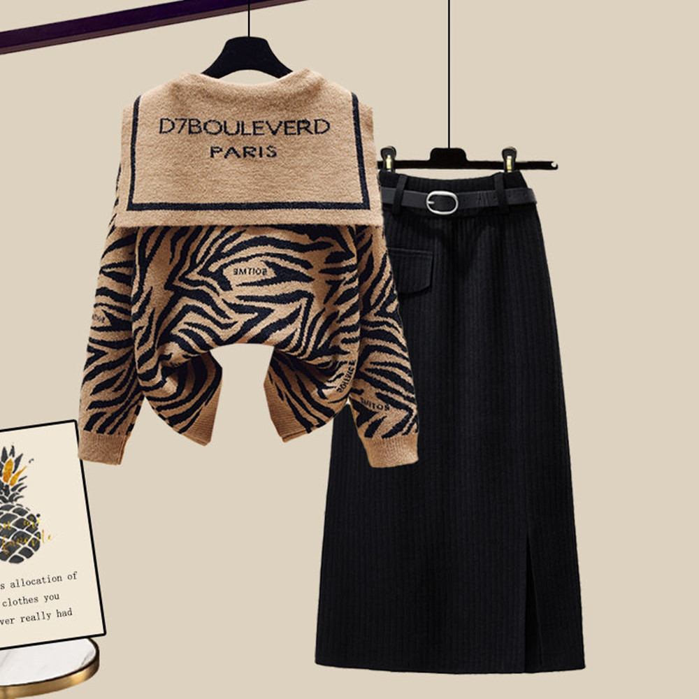 Plus Size Women's Suit Fashion Knit Sweater Slit