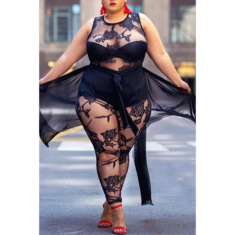 Plus Size Women's Sexy Flocking Jumpsuit Temperament Commuter - Image 4