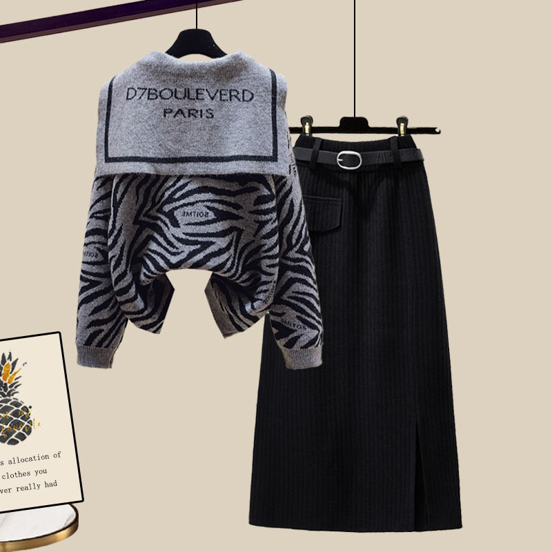 Plus Size Women's Suit Fashion Knit Sweater Slit - Image 10