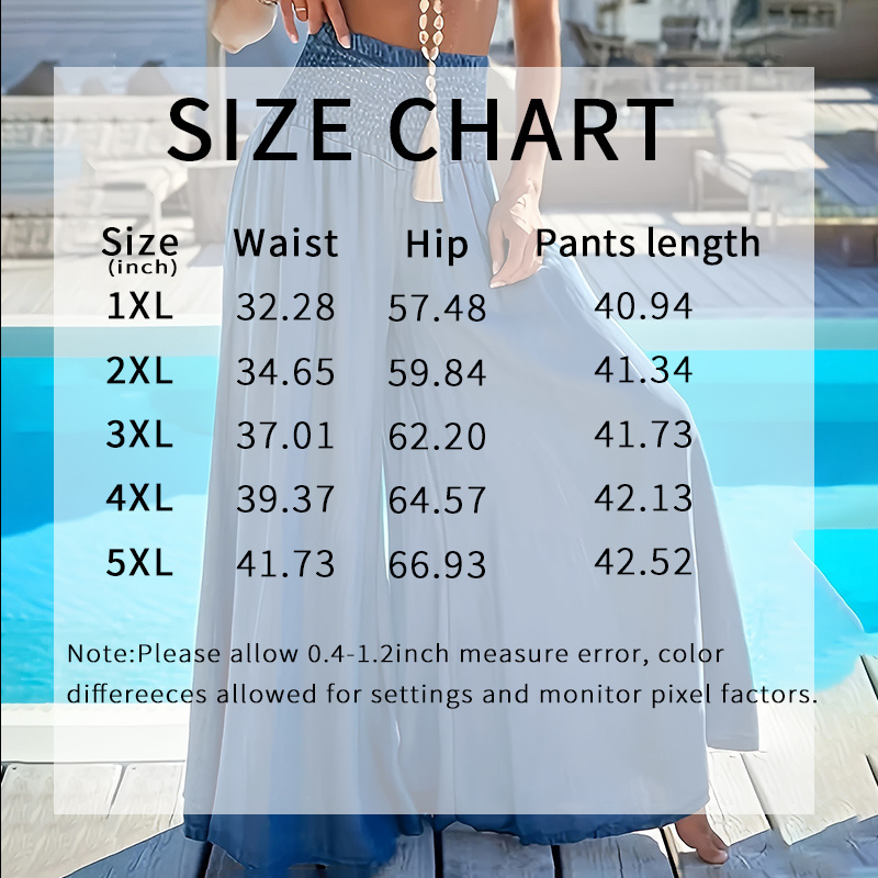 NaomiRuth Plus Size Palazzo Long Pants High Waist Wide Leg Stretchy Loose Fit Casual Trousers - Image 3