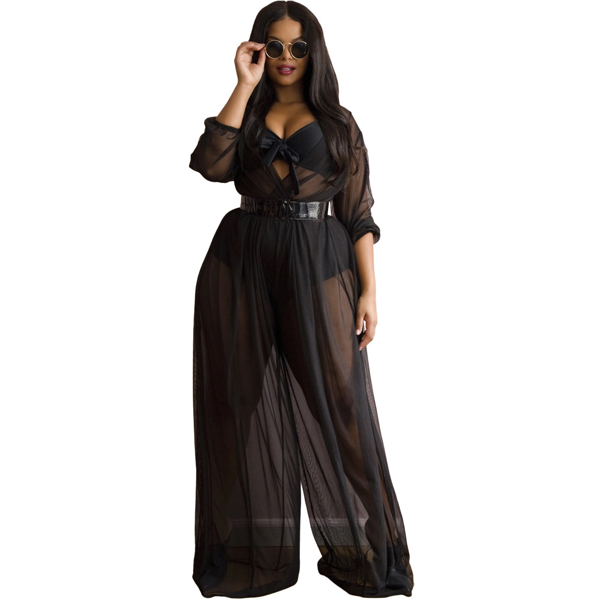 Women's Sheer Mesh Plus Size Women's Jumpsuit - Image 2