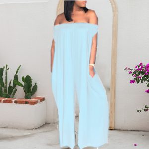 One-shoulder Tube Top Casual Loose Plus Size Sleeveless Jumpsuit