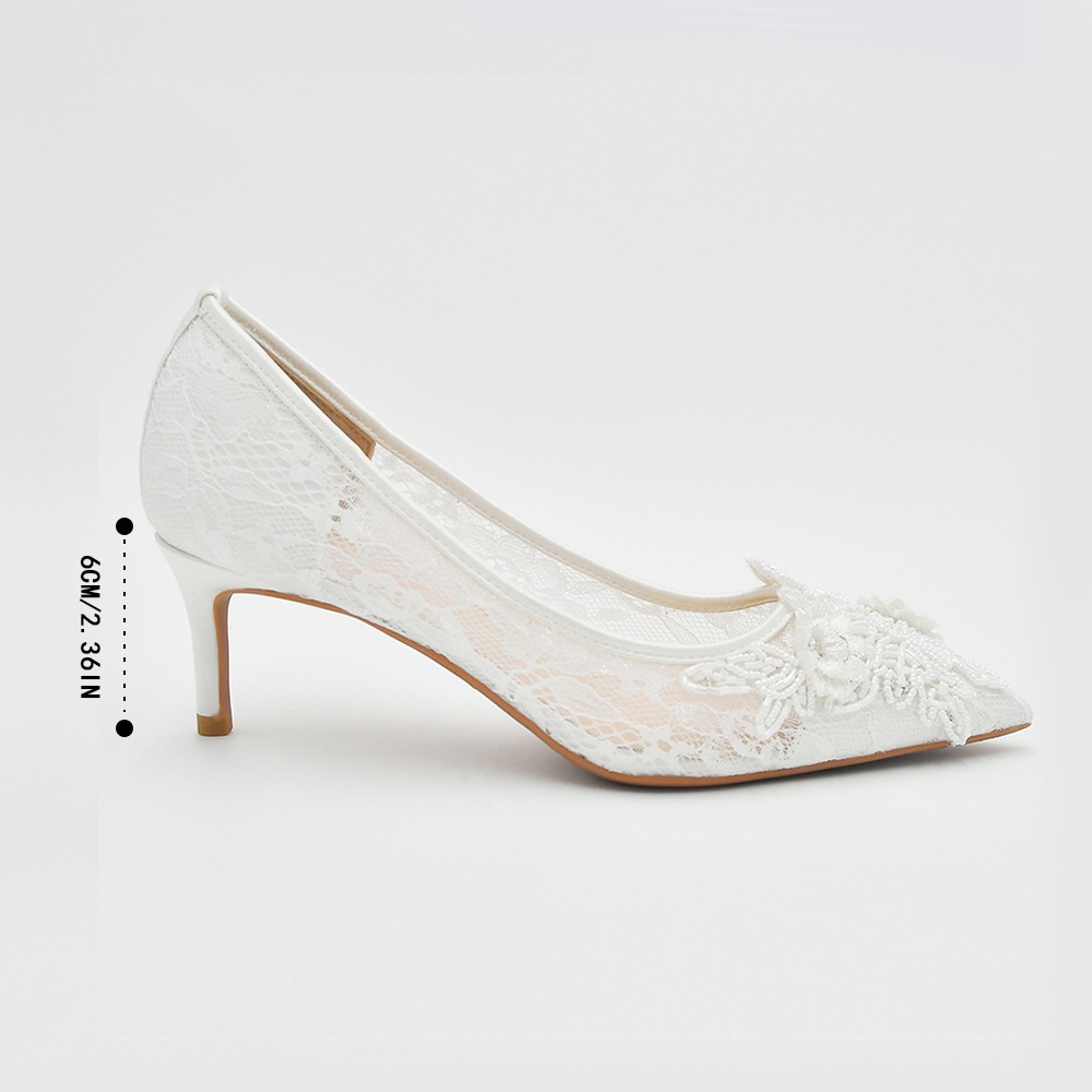 White Lace Flower Bride's Wedding Shoes - Image 10