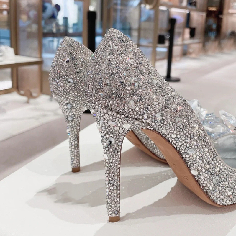 New Women's Wedding Dress French Crystal Shoes - Image 5