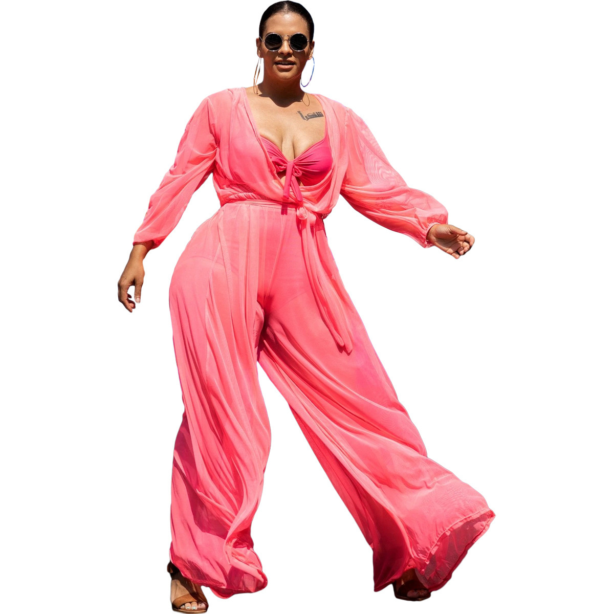 Women's Sheer Mesh Plus Size Women's Jumpsuit - Image 5