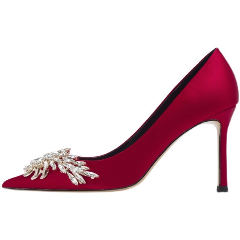 Red Wedding Shoes Female High Heels - Image 2