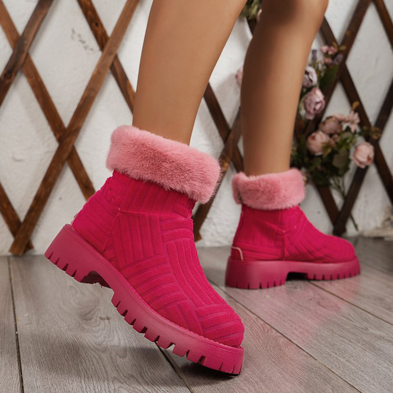 Winter Ankle Boots Fashoin Thick-soled Thickened Snow Boots For Women Plush Shoes - Image 4
