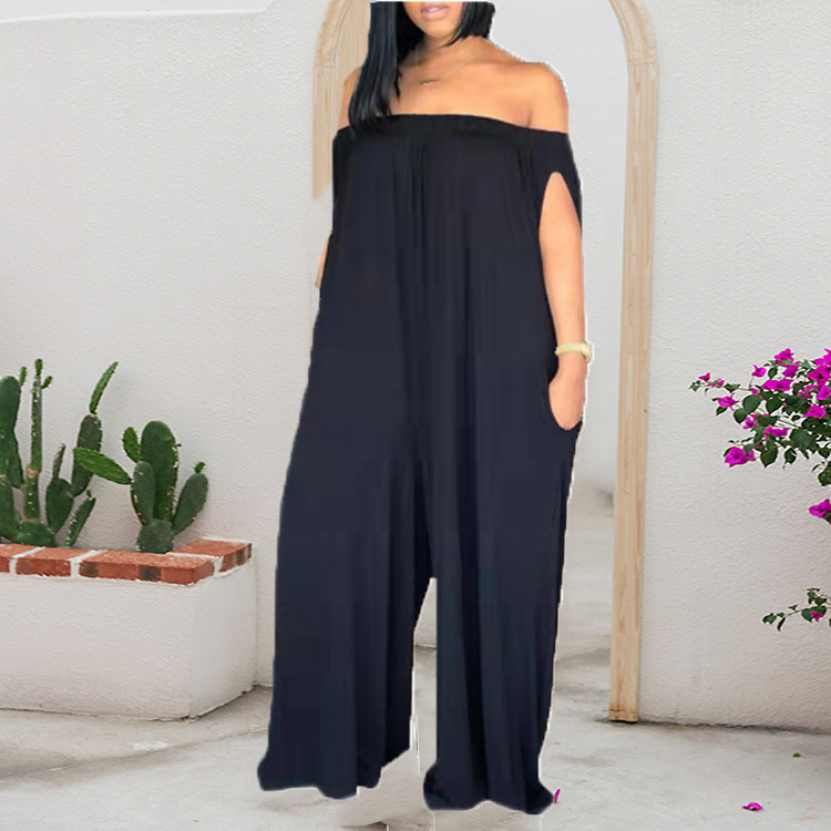 One-shoulder Tube Top Casual Loose Plus Size Sleeveless Jumpsuit - Image 5