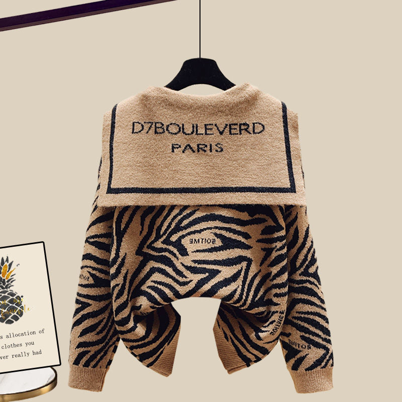 Plus Size Women's Suit Fashion Knit Sweater Slit - Image 3