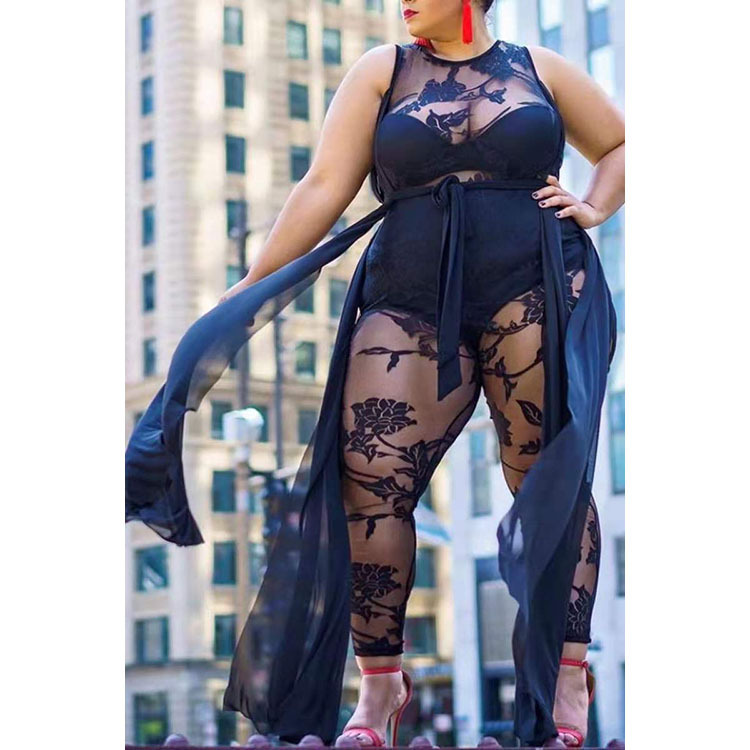 Plus Size Women's Sexy Flocking Jumpsuit Temperament Commuter - Image 2