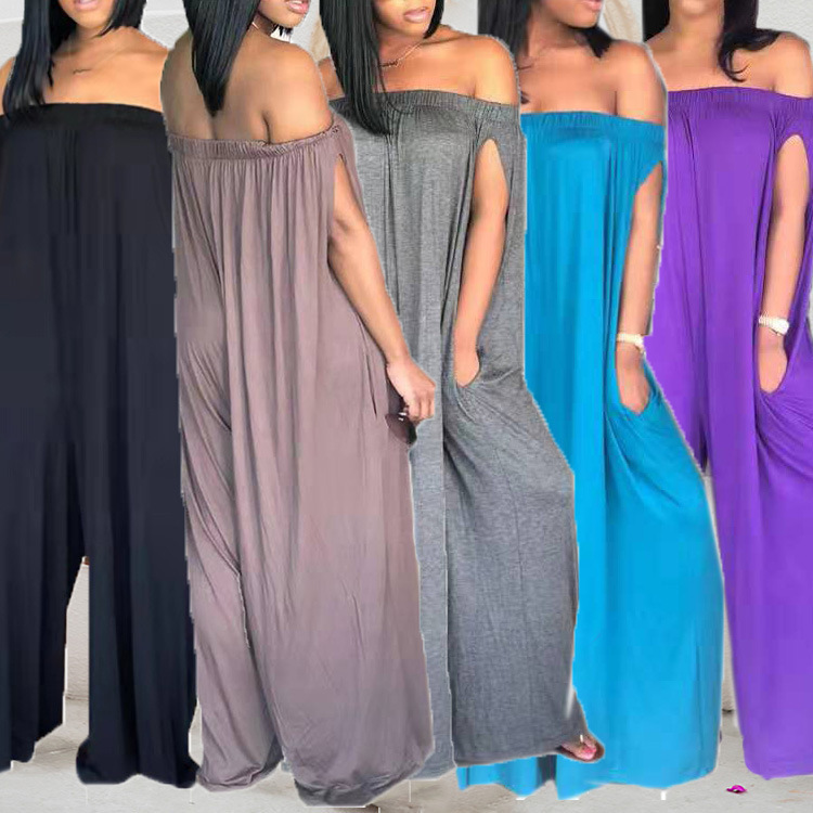 One-shoulder Tube Top Casual Loose Plus Size Sleeveless Jumpsuit - Image 2